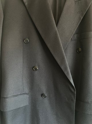 Americana Cruzada Vintage Hombre Azul Marino Lana