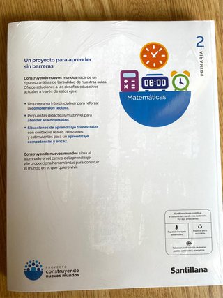 Libro de Matemáticas 2 Primaria Santillana nuevo