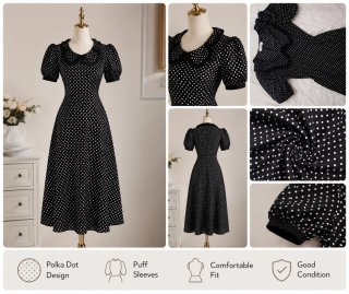 Vestido lunares vintage talla M