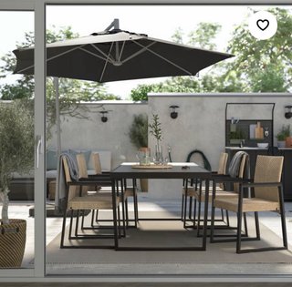 Mesa de exterior negra/gris metálica