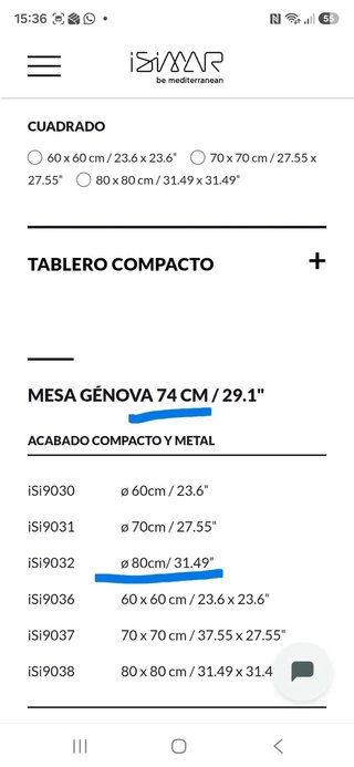 Mesa de jardín Isimar Genova Metal Gris