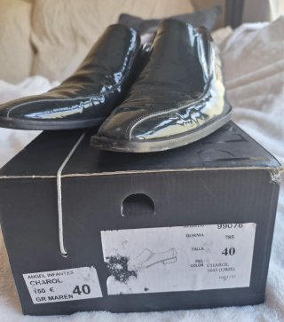 Zapatos charol piel novio T.40