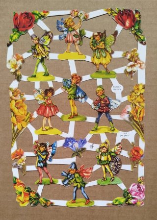 Lamina Cromos troquelados EF 7215. Hadas, Flores