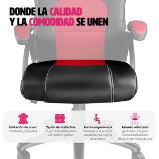 Silla gaming de escritorio giratoria con respaldo ajustable, rojo