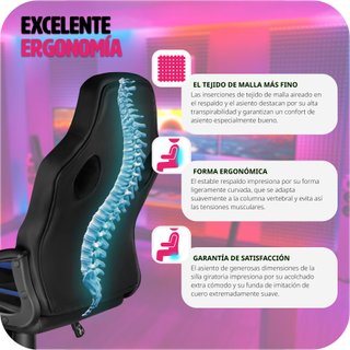 Silla gaming de escritorio giratoria con respaldo ajustable, azul
