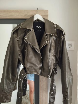 Chaqueta Biker Oversize Zara Negra