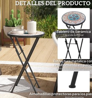 Mesa plegable redonda jardín