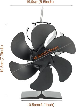 Ventilador Estufa Leña Termoeléctrico Negro