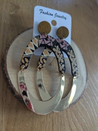 Pendientes Madera Aro Diseño Étnico
