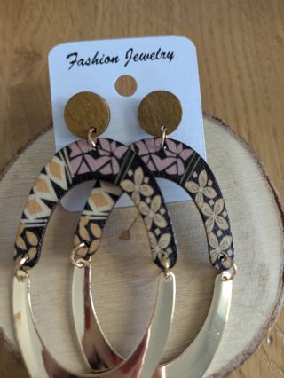 Pendientes Madera Aro Diseño Étnico