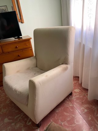 REGALO Sofá individual blanco tela