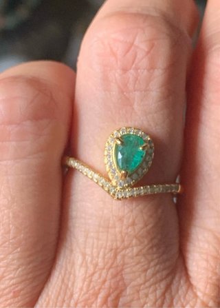 Anillo Esmeralda Natural Corte Pera