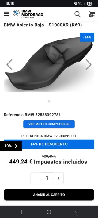 Asiento BMW S1000XR K69 Nuevo