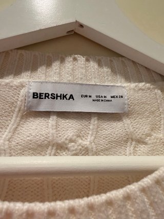 Jersey Bershka Oso Bordado Blanco Talla M