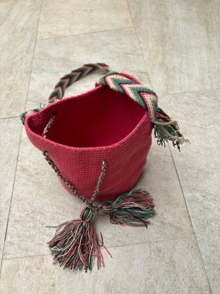 Bolso Wayuu mini coral intenso