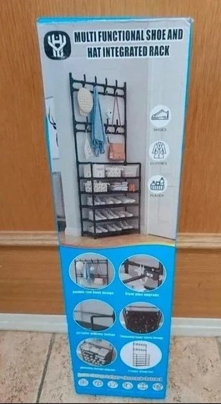 Zapatero Perchero Metálico Blanco 5 Baldas