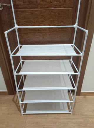 Zapatero Perchero Metálico Blanco 5 Baldas