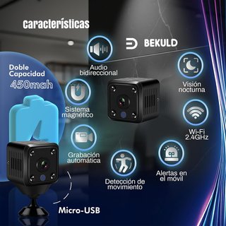 Cámara Espía Bekuld 2K WiFi Visión Nocturna