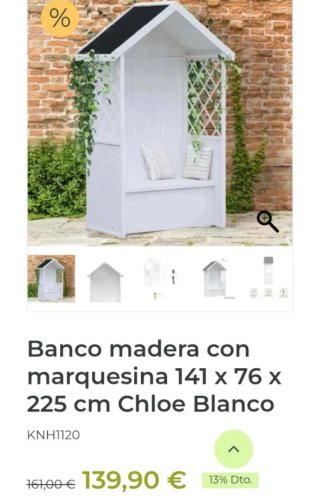 Banco exterior Gardiun Chloe KNΗ1120 con marquesin