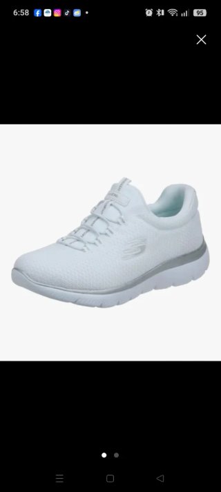 Zapatillas Skechers Mujer Blancas y Plateadas