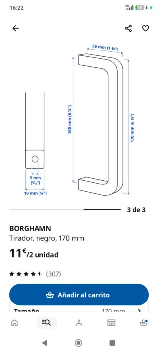 Lote 8 pares tiradores nuevos Borghamn Ikea