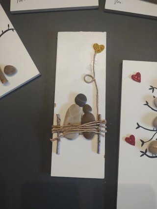 6 Quadretti artigianali in pietra e legno