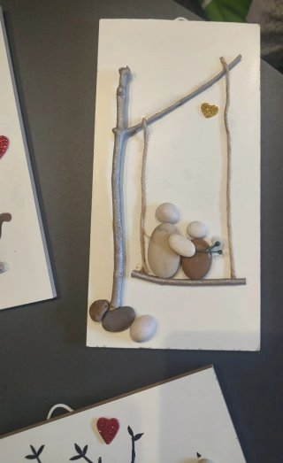 6 Quadretti artigianali in pietra e legno
