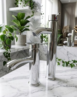 Coppia Rubinetti Bagno Argento