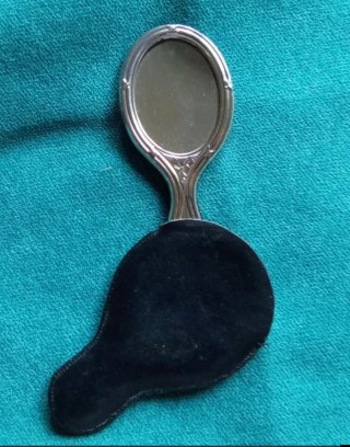 Espejo de bolsillo de plata con funda Pedro Durán