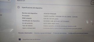 Portátil Acer Intel Core i7 8GB RAM SSD
