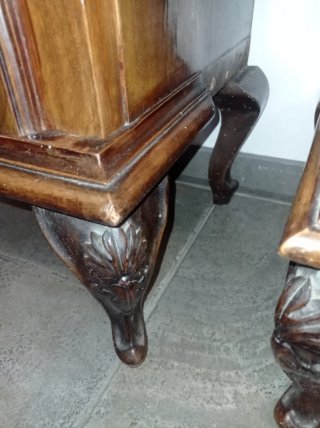 Coppia comodini antichi in legno e marmo