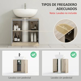 Mueble bajo lavabo baño gris y madera