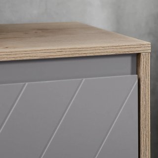 Mueble bajo lavabo baño gris y madera