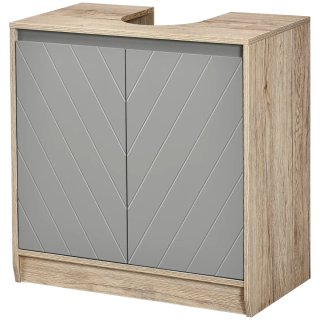 Mueble bajo lavabo baño gris y madera