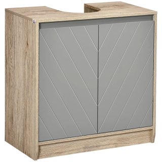 Mueble bajo lavabo baño gris y madera