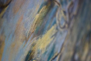 Cuadro abstracto azul y dorado