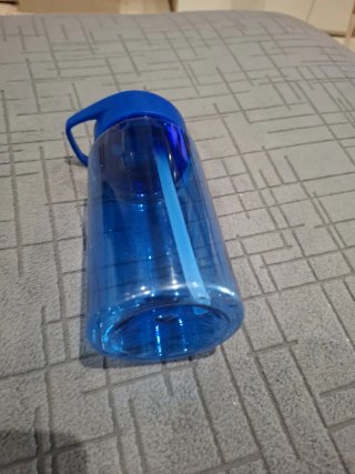 Botella de agua azul con pajita,  400 ml,