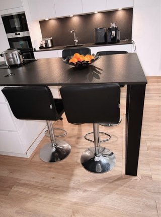 4 Taburetes Cocina/Bar Cuero Negro