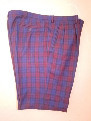 Pantaloni lana tartan blu e bordeaux vintage