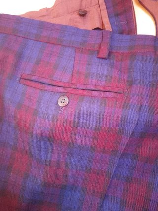 Pantaloni lana tartan blu e bordeaux vintage