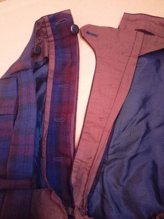 Pantaloni lana tartan blu e bordeaux vintage