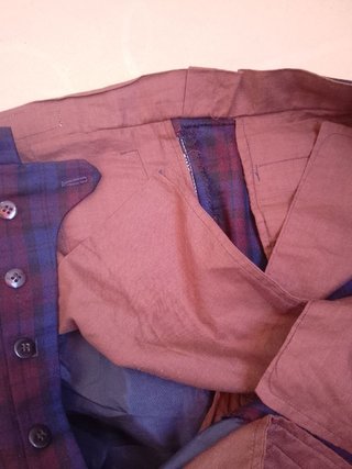 Pantaloni lana tartan blu e bordeaux vintage
