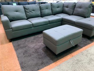 Sofá Rinconera Gris con Puff