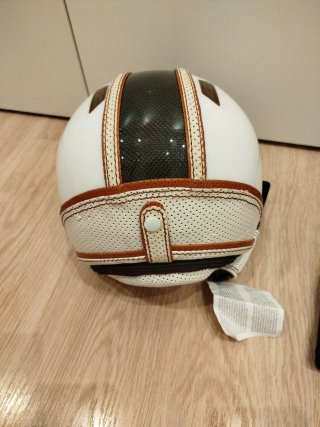 Casco Moto Semi Integral Piel Cuero Marca NZI-