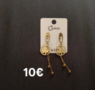 Pendientes Cuna Trébol Acero Dorado
