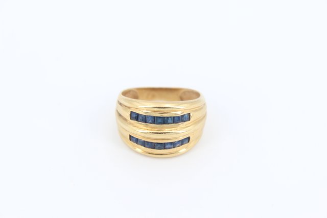Anillo Doble P. Azul. oro 18k, 6,4gr. Ref. G-120.