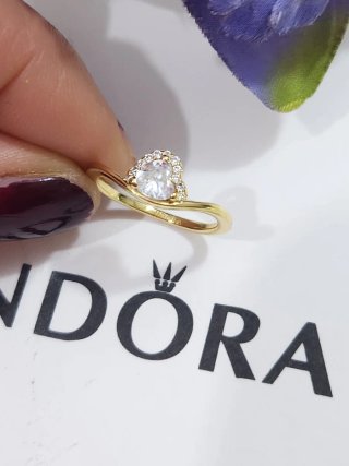 Anillo Pandora Corazón Ondulado Talla 54