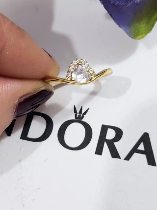 Anillo Pandora Corazón Ondulado Talla 54