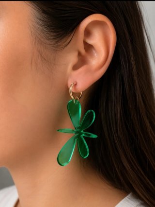 Pendientes de metacrilato verde y dorado