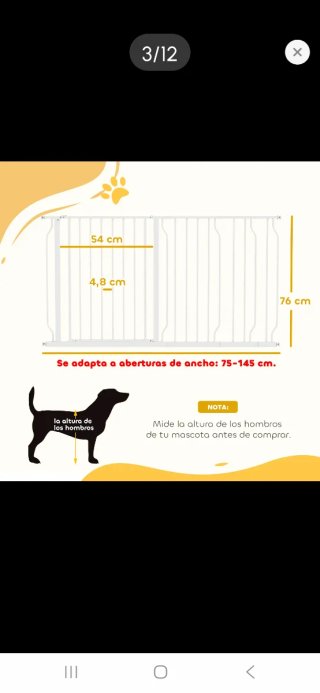 Barrera de seguridad para perros metálica blanca
